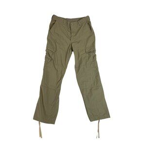 Military Issued Brown Cargo Pants Adjustable Waist & Button Fly Sz Meduim-Long